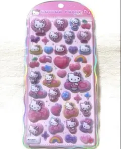 コットンパフィシール サンリオ キティ ヒョウ柄 ボンボンドロップシール