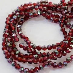 hu494/SALE！ガラスビーズ◇多面カット クリアレッド系 5連