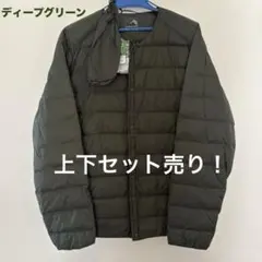 新品！洗えるフュージョンダウン 上下セット ディープグリーン LL