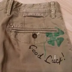 INCOTEX オリーブグリーンペンキ加工 チノパン