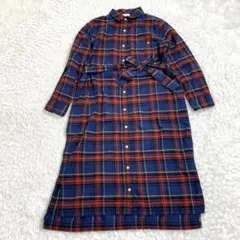 アーノルドパーマー チェック柄 シャツワンピース 長袖 刺繡ロゴ L