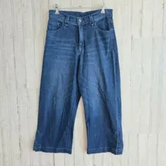 ワイド　デニムパンツ　ハイウエスト　Mサイズ　スリット　カジュアル