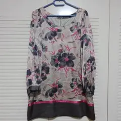 F20　JILL STUART 花柄 長袖ミニワンピース サイズ4