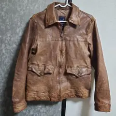 00s old gap sheep leather jacket brown Sのサムネイル