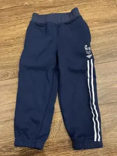 ネイビー サイドストライプ ロングパンツ　100サイズ　裏起毛
