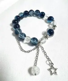 シルバー×ダークネイビー　星　ブレスレット