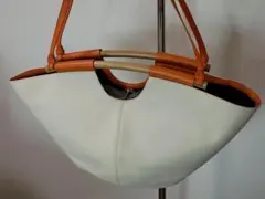 J&M DAVIDSON キャンバス革コンビかご型トート 一回使用 スペイン製
