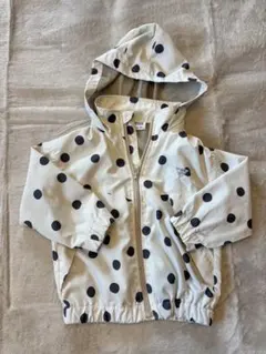 BREEZE ドット柄ウィンドブレーカー100 フード収納可 薄手ジャンパー