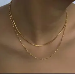 ネックレス ゴールド 高級✨ サージカルステンレス 2連人気チェーン✨