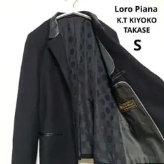 [美品]K.T ×ロロ・ピアーナ 黒フェイクレザー襟/袖ジャケットSのサムネイル
