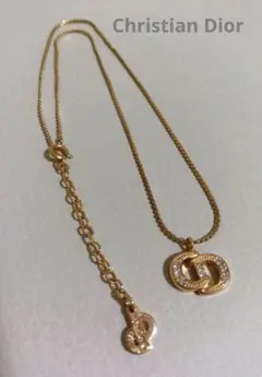 箱付き美品】Christian Dior オーバル ラインストーン ネックレス 