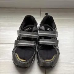 アシックス キッズ スニーカー 21.5cm ブラック×シルバー マジックテープ