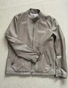 ÉDIFICE グレー レザー シングルライダースジャケットのサムネイル