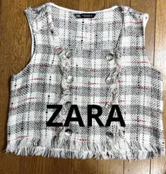 値下げ！ZARA チェック柄ツイードベスト訳あり