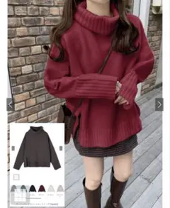 【GRL】ピンク タートルネック ニットセーター Fサイズ