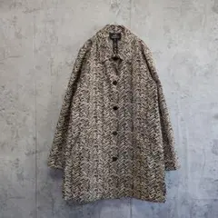 美品 wb 幾何学ヘリンボーン　総柄　コート 比翼　ボタン 36 黒　春夏のサムネイル