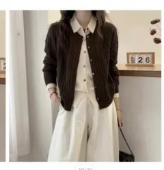 AMELY レイヤード風ニットカーディガン