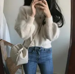 n16【複数購入可】ゆったり ニット セーター オフホワイト レディース