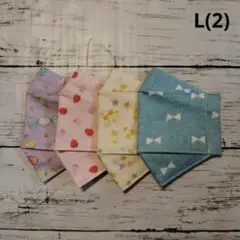 【L】(2)大人小さめマスク【ハンドメイド立体マスク】4枚セット　ハンドメイド