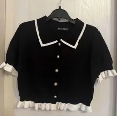 SHEIN 半袖 ポロシャツ パールボタン フリルのサムネイル