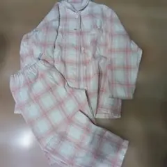 値下げ。無印良品。フランネルパジャマ。レディース。L．ピンクチェック