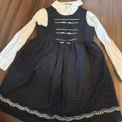 組曲kumikyokuネイビー ドット ワンピース