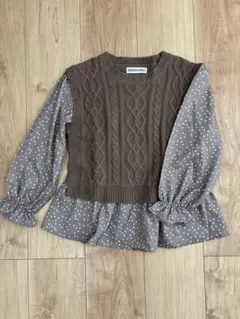 重ね着風　ベスト　ドッキングブラウス　120