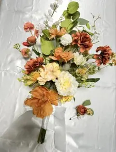 ウェディング　アーティフィシャルフラワーブーケブートニアセット