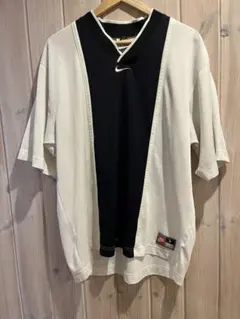 90s NIKE ゲームシャツ　ユニフォーム　サッカー　tシャツ 白　黒　L