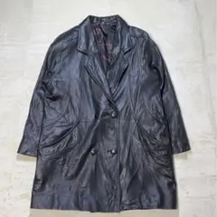 LA JIRUMA レザーコート 黒 M 韓国製 総柄裏地 ロング