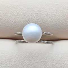 パールリング　指輪　淡水真珠　ジルコニア　冠婚葬祭　デイリー　フリー　新品