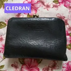 CLEDRAN　クレドラン　がま口　2つ折り財布　ブラック　折り財布　黒系　本革のサムネイル