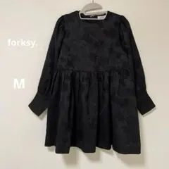 【訳あり】forksy. サテンジャガードボリュームスリーブチュニック