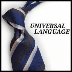 ✨美品✨ユニバーサルランゲージ　ネクタイ　ストライプ柄　ネイビー　グレー　シルク