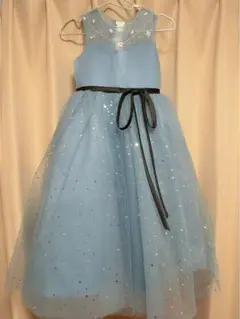 水色 スパンコール フォーマルドレス ピアノ発表会 パニエ 130 ドレス