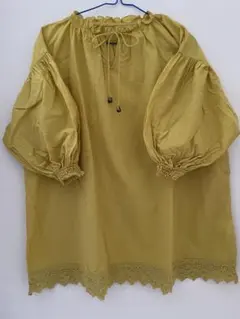 element of SIMPLE LIFE 裾レース ボリューム袖ブラウス