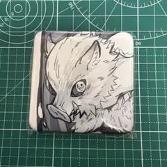 匿名配送】鬼滅の刃 ダイニング 台本イラストスクエア缶バッジ2点 嘴平
