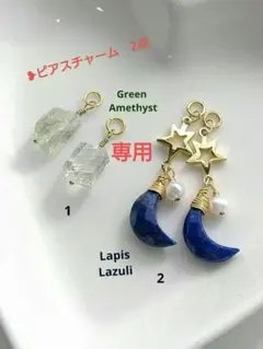 天然石 ピアスチャーム 2点セット 14kgf
