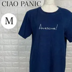 チャオパニック 半袖 Tシャツ 刺繍ロゴ入り ネイビー レディース 綿100％