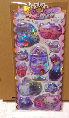 キラキラ　ウォーターinシール　ねこ