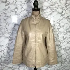 MK MICHEL KLEIN　（38）　レザージャケットブルゾン　ベージュ