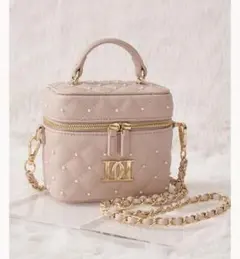 【ゴールドパーツ】キルティングパールスクエアミニバッグ ピンク Darich