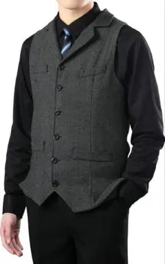スーツベスト メンズ ジレベスト 結婚式 パーティー 6ボタン ビジネス S