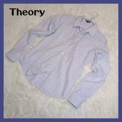 セオリージェイプレス レディース ブルーストライプスカジュアルシャツ