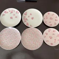 アフタヌーンティー花柄陶器皿6枚セット