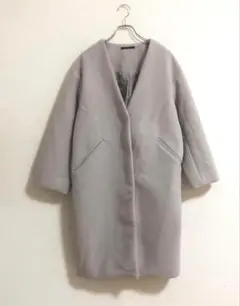 ★INGNI ロングコート　チェスターコート　ノーカラー　薄いグレーb652