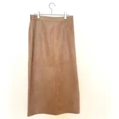 ザラ タイトスカート ミモレ丈 スウェード スリット ストレッチ ベージュ