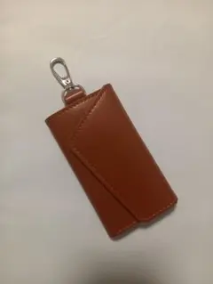 ブラウンレザー キーケース カラビナ付き