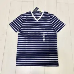 ポロ ラルフローレン VネックTシャツ ネイビー/ホワイト S