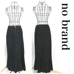 no brand ブラックデニムロングスカート L 黒【adr014】